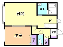 エスタシアK2 1LDKの間取図画像