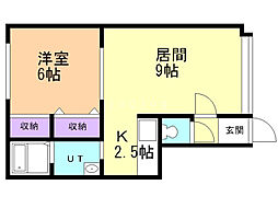 カーサソレイユ美園 1LDKの間取図画像