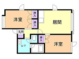 アムウル高野 2LDKの間取図画像