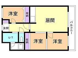 シャトー・サンライズ 3LDKの間取図画像