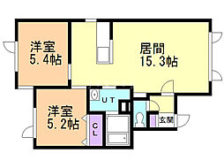 ヴィラ葵 2LDKの間取図画像