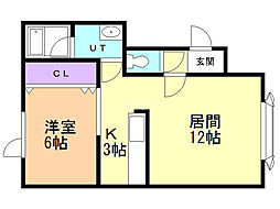 パークサイドアベニュウ2 1LDKの間取図画像