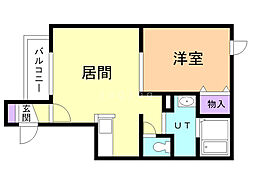 レインボーハウスプラウド 1LDKの間取図画像