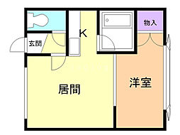 プチハウスピエロソッチ 1DKの間取図画像