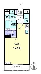 アライブIV 4階ワンルームの間取り