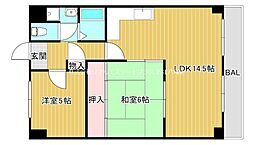 アトレOSマンション 2階2LDKの間取り