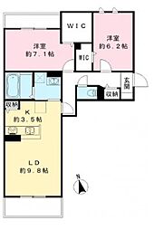 セリバI 1階2LDKの間取り