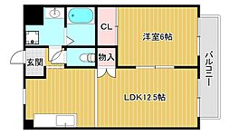 フラワー5番館 1LDKの間取図画像