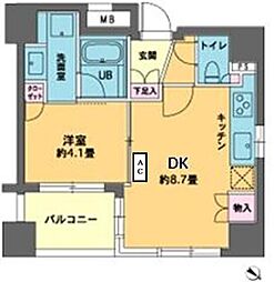東京メトロ日比谷線 人形町駅 徒歩5分の賃貸マンション 6階1DKの間取り