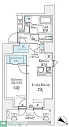 東京メトロ東西線 九段下駅 徒歩4分の賃貸マンション 13階1LDKの間取り