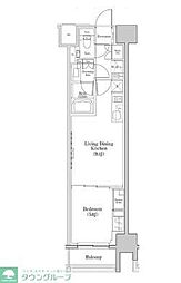 東京メトロ日比谷線 人形町駅 徒歩5分の賃貸マンション 9階1LDKの間取り