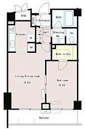 パークプレイス三田 4階1LDKの間取り