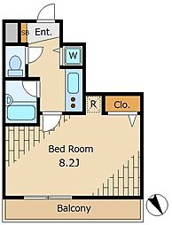 東京メトロ南北線 麻布十番駅 徒歩3分の賃貸マンション 5階1Kの間取り
