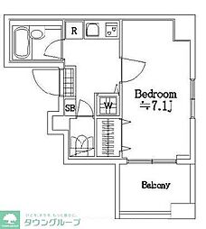 メインステージ四ツ谷 6階1Kの間取り