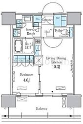HARUMI　FLAG　PORT　VILLAGE　C棟 14階1LDKの間取り