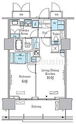 HARUMI　FLAG　PORT　VILLAGE　C棟 14階1LDKの間取り