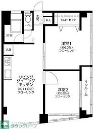 蛎殻町団地 10階2LDKの間取り