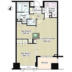 コクヨーレ日本橋 7階2LDKの間取り