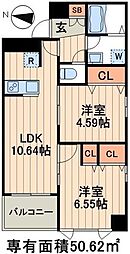 レジデンスフジミ 1階2LDKの間取り
