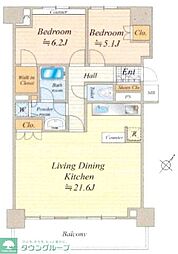 アイ・マーク タワー 24階2LDKの間取り