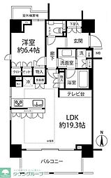 パークハウス麻布十番アーバンス 5階1LDKの間取り