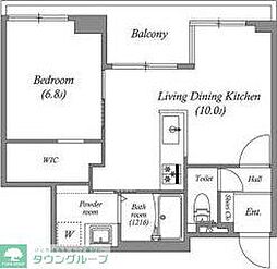 白金台アパートメント 7階1LDKの間取り