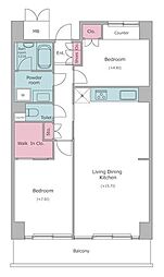 レジディア芝浦 11階3DKの間取り