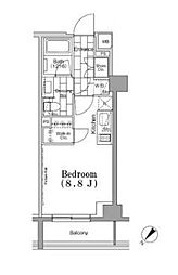ＯＮＥ　ＲＯＯＦ　ＦＬＡＴ　ＴＳＵＫＩＳＨＩＭＡ 3階ワンルームの間取り