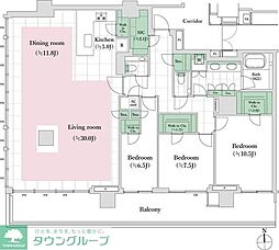 HARUMI FLAG PARK VILLAGE T棟 50階3LDKの間取り