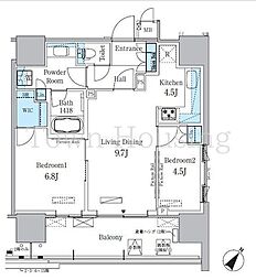 HARUMI　FLAG　PORT　VILLAGE　A棟 8階2LDKの間取り