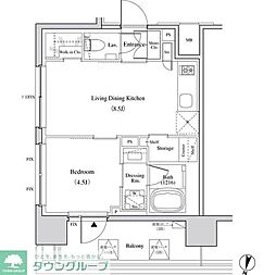 ザ・パークハビオ代々木 6階1LDKの間取り