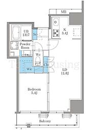 南麻布仙台坂レジデンス 2階1LDKの間取り