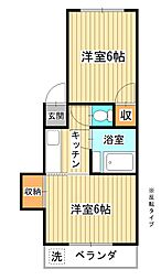 大坂コーポ 1階2Kの間取り