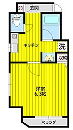ロアール高松 1Kの間取図画像