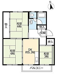 UR都市機構豊明団地8棟 3DKの間取図画像