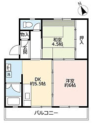 UR都市機構豊明団地8棟 2DKの間取図画像