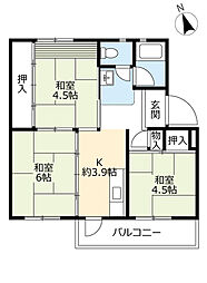 UR都市機構豊明団地26棟 3Kの間取図画像