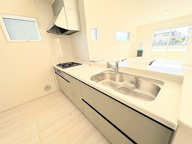 機能面や使いやすさを備えたシステムキッチンで原水・シャワー・浄水をひとつの水栓でスムーズに切り替えられ、とても便利な浄水器がついています。