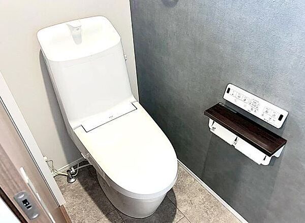 節水省エネ仕様の暖房便座付きシャワートイレ。