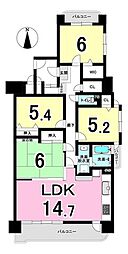 シャトレ愛松ギフ 4LDKの間取図画像