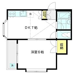 スカイコート 2階1DKの間取り