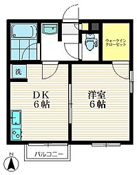 ハイム小金井1 1DKの間取図画像