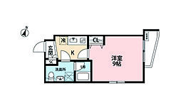 音楽マンション(R)　メゾンブロン 4階1Kの間取り