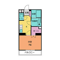 フラット麻布III 4階1Kの間取り