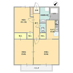 ハイツグローリアス 1階3Kの間取り