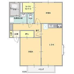 ラッフルズコート 2階2LDKの間取り