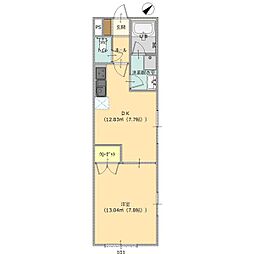 サンライズ・カーサ 1DKの間取図画像