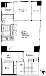 GRACE白金 1SLDKの間取図画像