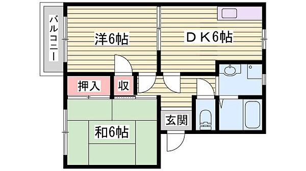 フレグランス西脇B ｜兵庫県神戸市垂水区西脇1丁目(賃貸アパート2DK・2階・45.09㎡)の写真 その2