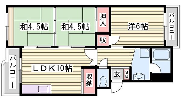 王塚台ハイツ ｜兵庫県神戸市西区王塚台2丁目(賃貸アパート3LDK・3階・59.03㎡)の写真 その2